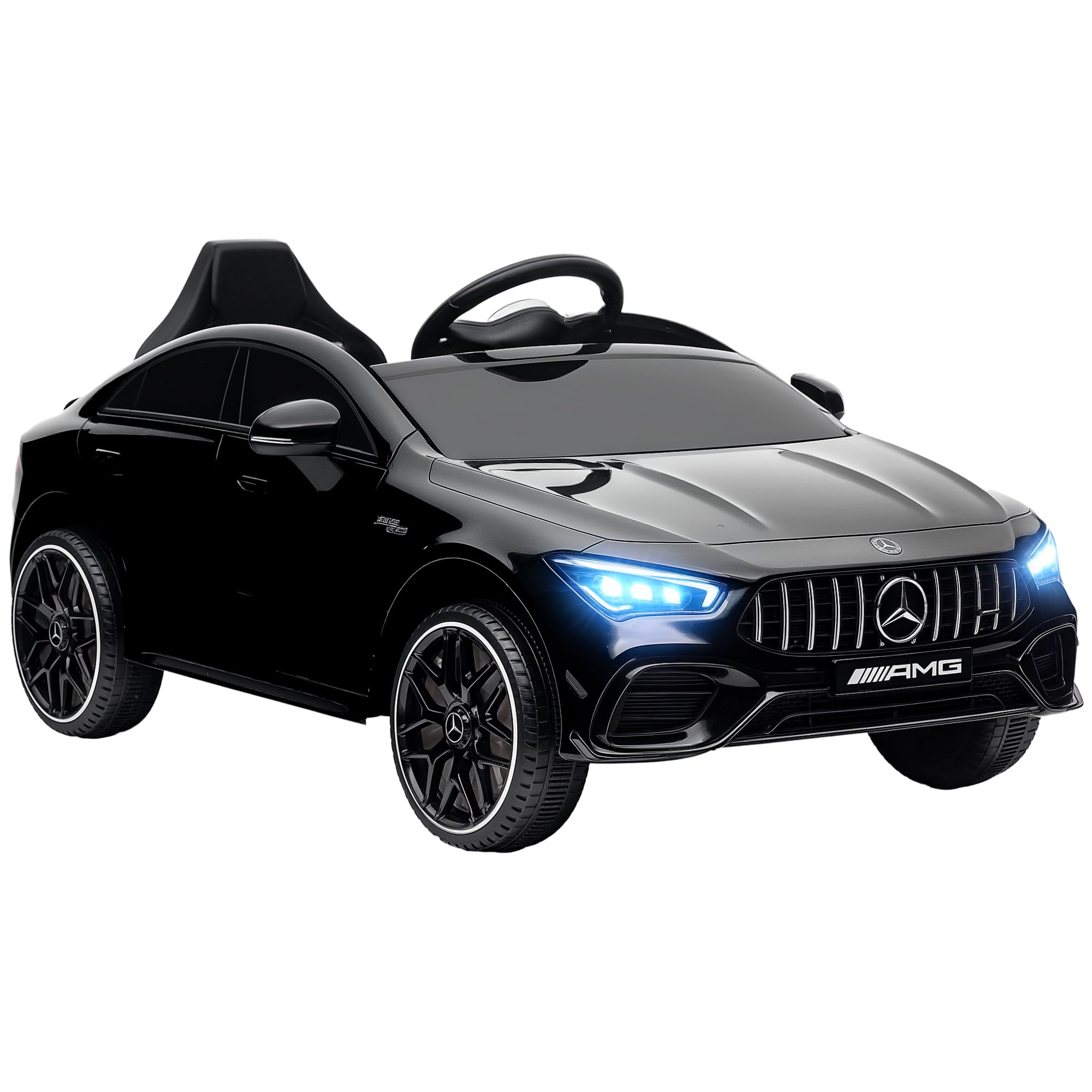 AIYAPLAY Mercedes-AMG CLA 45 Licensed 12V Ride On Car W/ Music - Black/Blue/White/Yellow - Black  | TJ Hughes Yellow