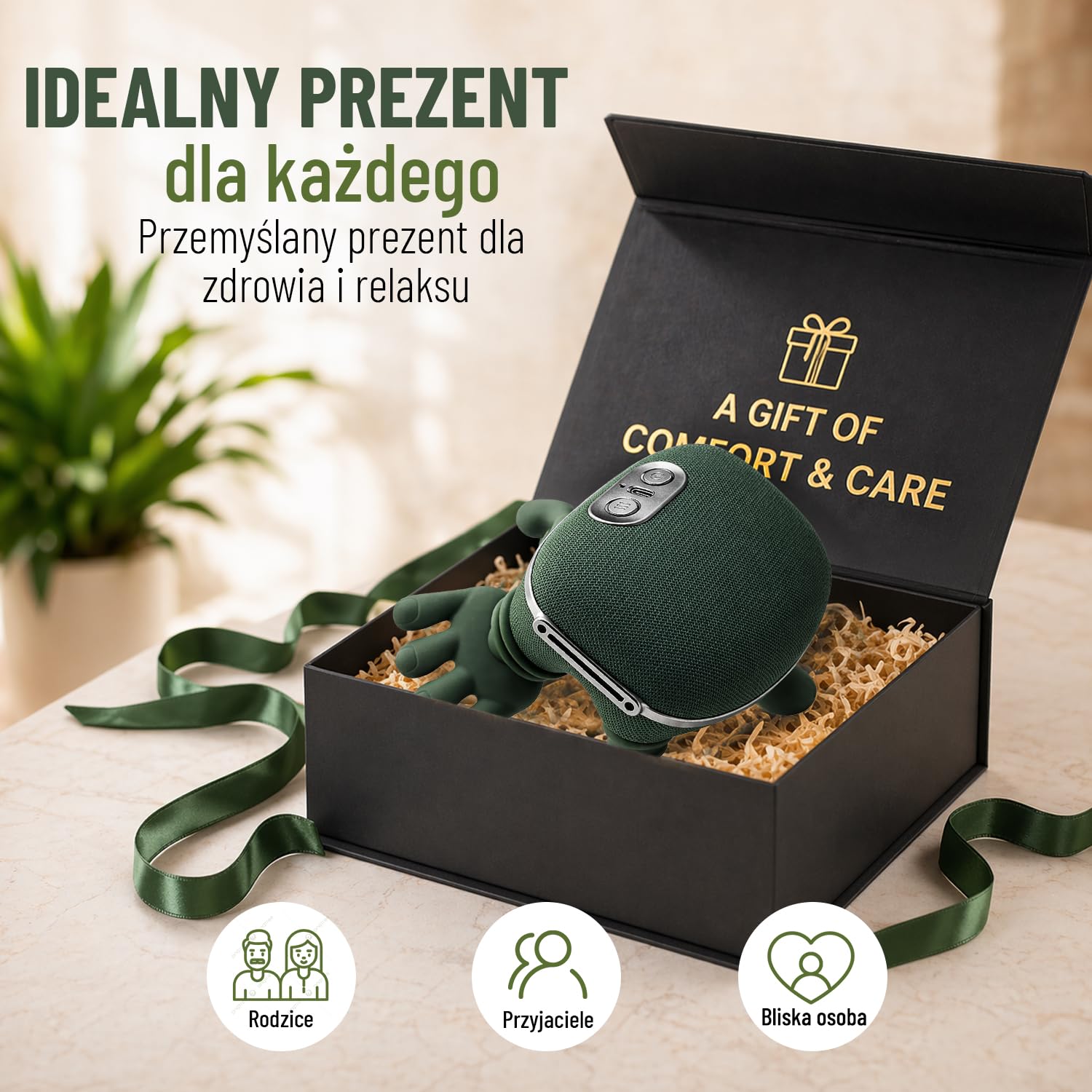 Bezprzewodowy masażer szyi, szyi i szyi, masaż dłoni 4D, 3 poziomy i 2 poziomy temperatury, masaż szyi z ogrzewaniem, prezenty dla rodziny i przyjaciół