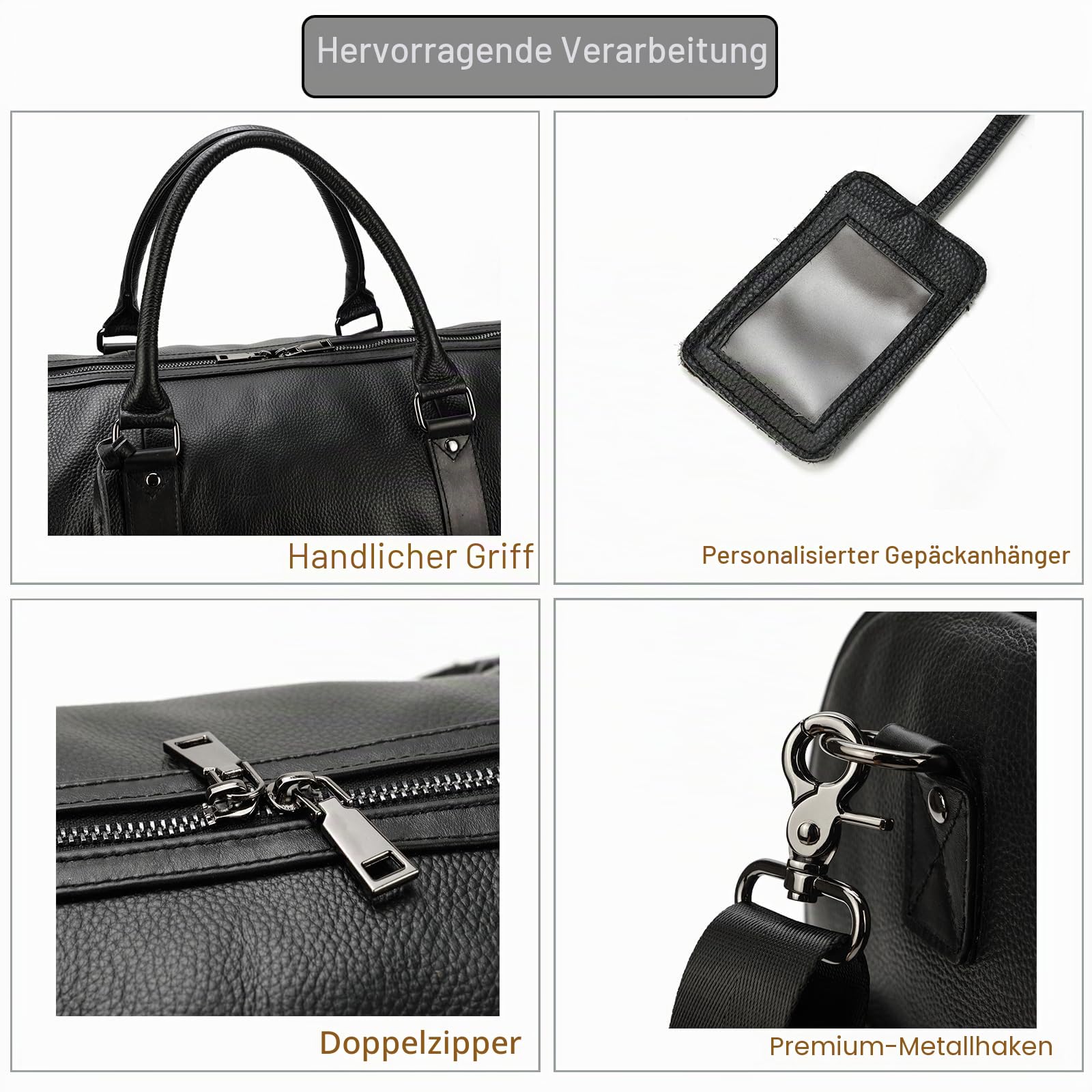 LUUFAN Leder Reisetasche große Kapazität Duffel Gepäcktasche mit Schuhfach, Männer Frauen Umhängetasche für Wochenende Urlaub Geschäftsreise