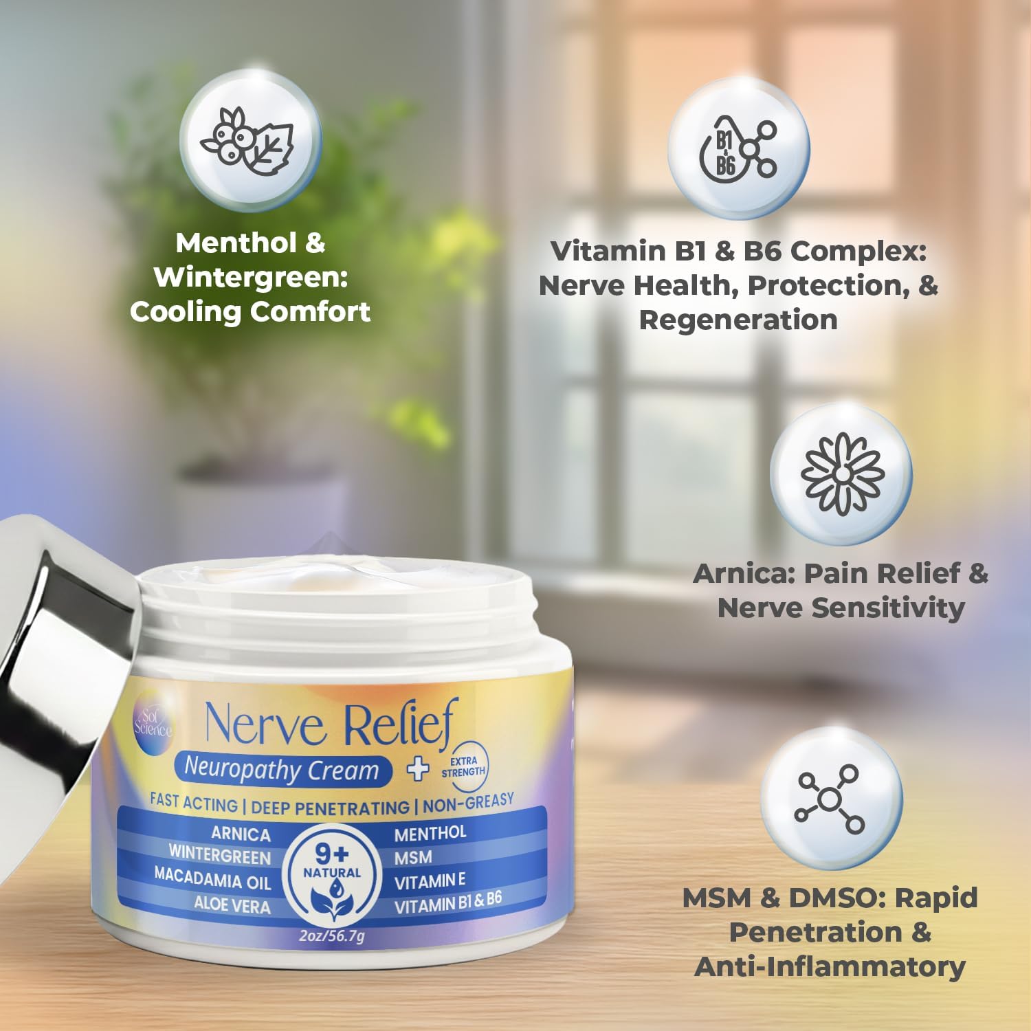 PURPLE CANYON Nerve Pain Relief Cream for Neuropathy – for Feet & Legs | MSM, Arnica, Alpha Lipoic Acid | Fast-Absorbing, Non-Greasy Formula | 2 oz - Image 4