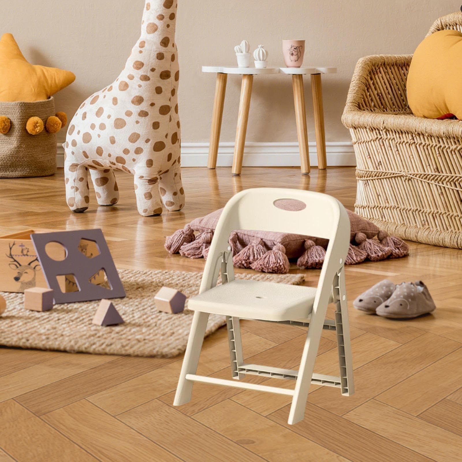 Silla Infantil Apilable para La Escuela, Mobiliario Escolar de Calidad, Ligero Y Plegable para El Hogar, Interiores, Blanco, Individual