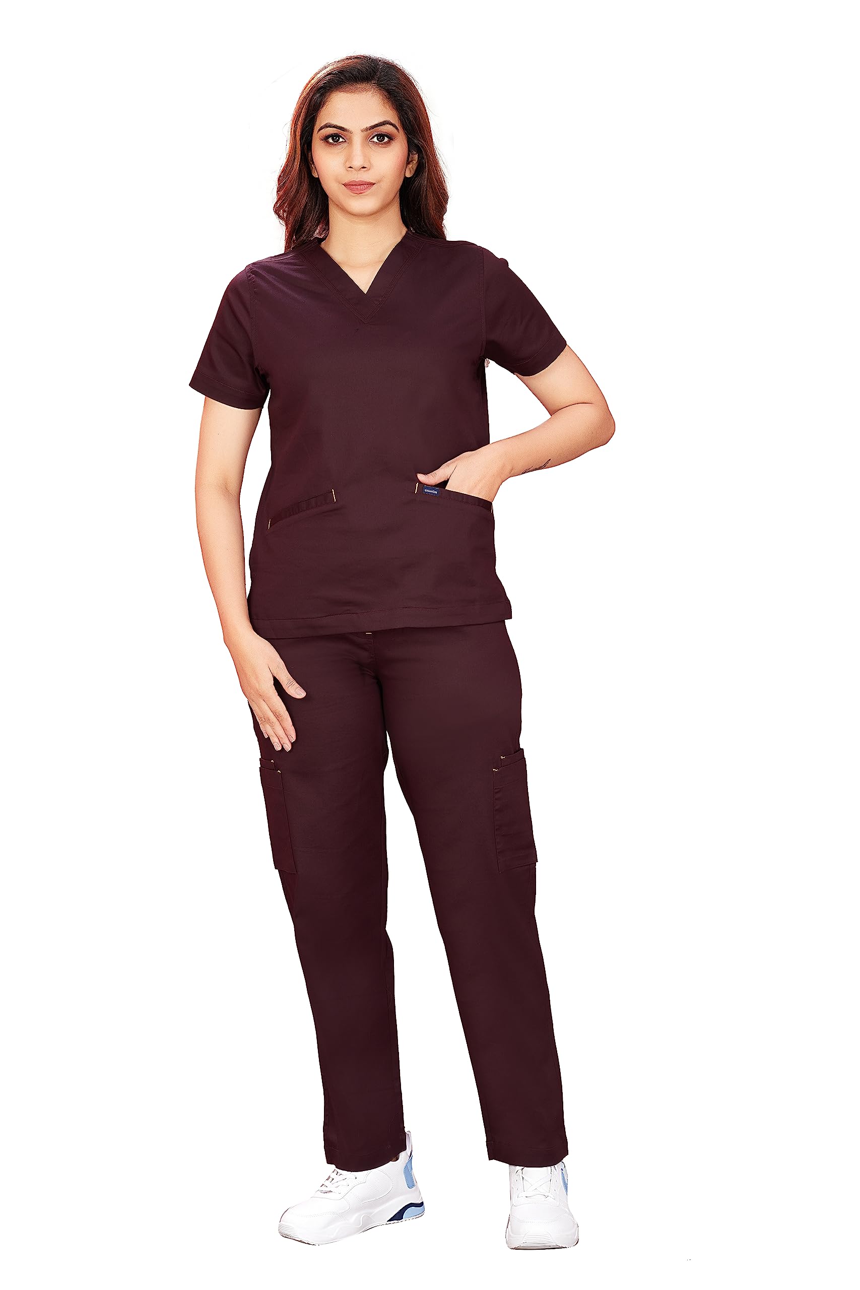 UNINUR Women's 2-Way Stretchable Uniflex 9 Pocket Scrub Suit for Doctors,Nurse & Health Professional