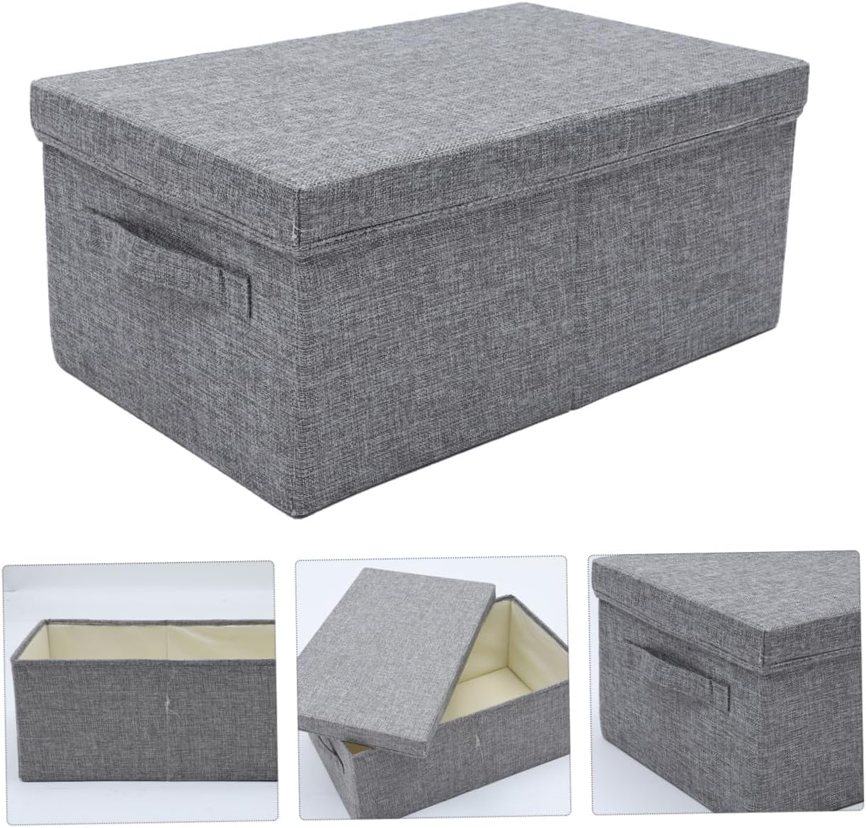 Large Linen Storage Basket Lid, Foldable Gray Home Organizer