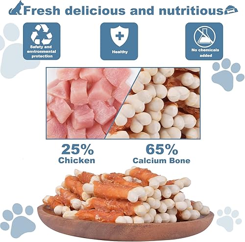 Miniatura 2 de Perro Mastica Cachorro Aperitivos De Entrenamiento De Pollo Envuelto Hueso De Calcio Sin Cuero Crudo Golosinas Para Perros 0.5lb227g