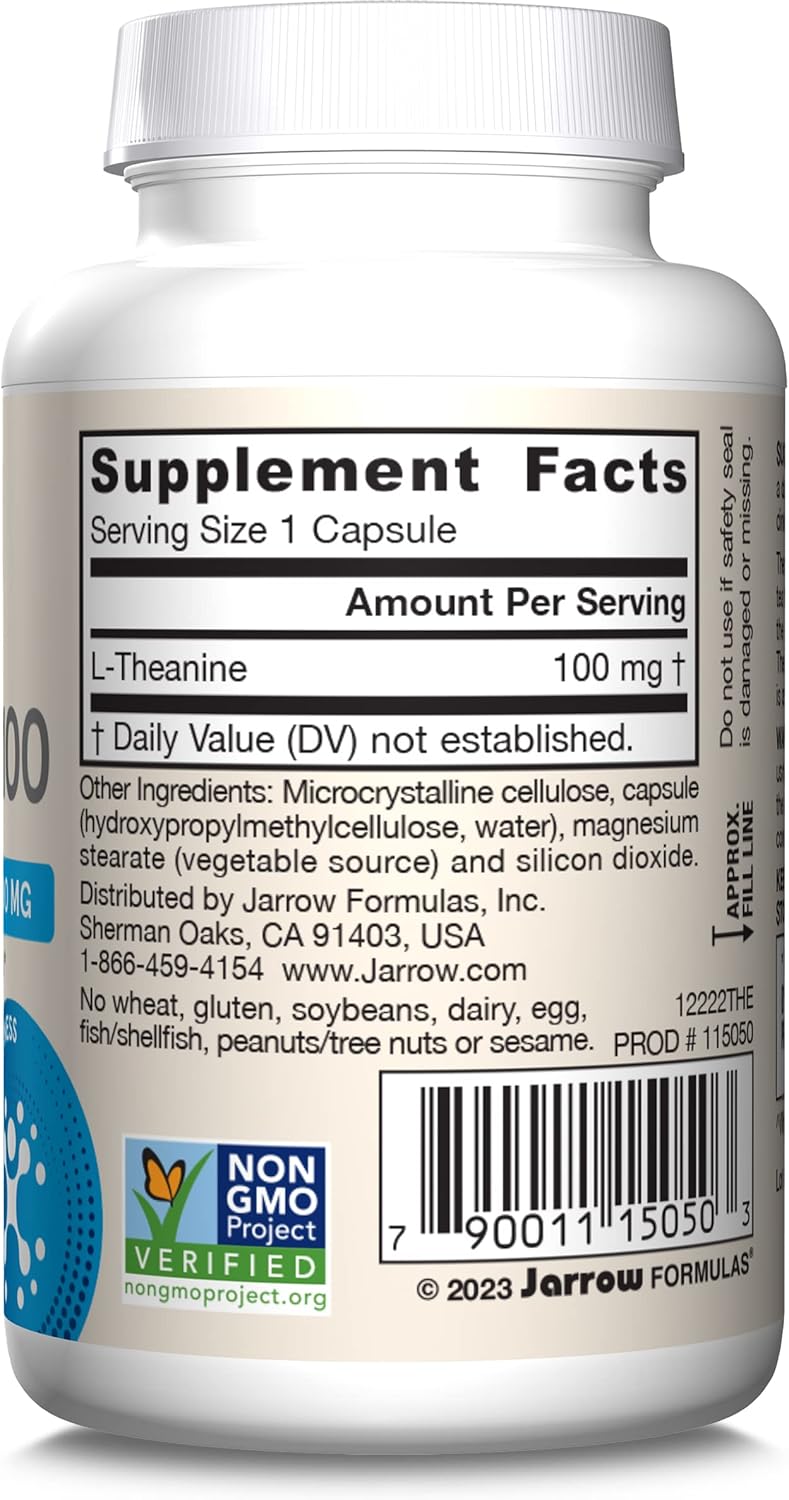 Jarrow Formulas® Regular Strength Theanine 100 mg, Dietary Supplement, 60 Capsules, 60 Day Supply - Image 10