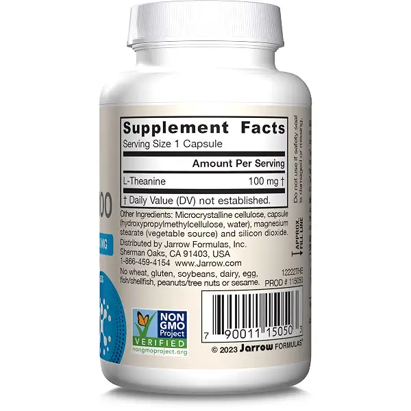 Jarrow Formulas® Regular Strength Theanine 100 mg, Dietary Supplement, 60 Capsules, 60 Day Supply 9