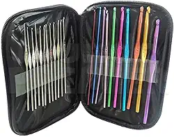 Estojo 22 Agulhas Sortidas Crochê E Case Estojo Com Zíper