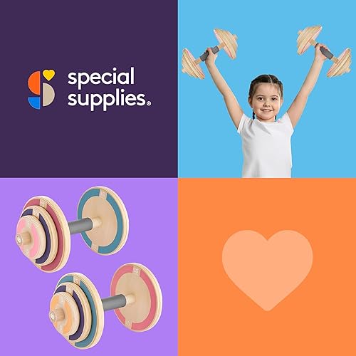 Miniatura 8 de Special Supplies Juego de pesas de madera para niños, juego de mancuernas ajustables para equipo de gimnasio en casa, juego de entrenamiento para la