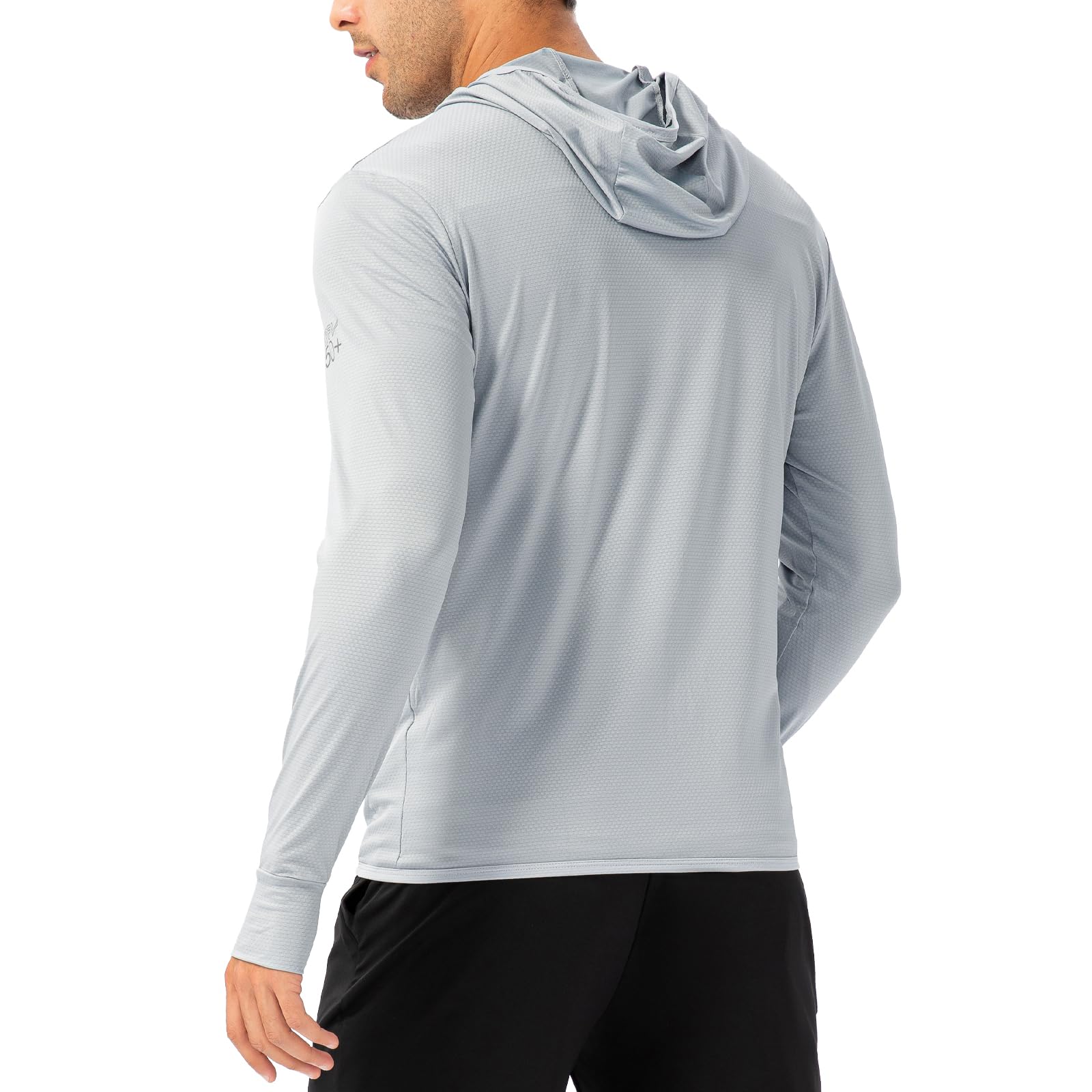 Cremallera Completa para Hombre UPF 50+ UV protección Solar Chaqueta De Manga Larga con Capucha Sun Shirt Secado RáPido Sudaderas con Capucha De Peso Ligero para Los Hombres Pesca Running