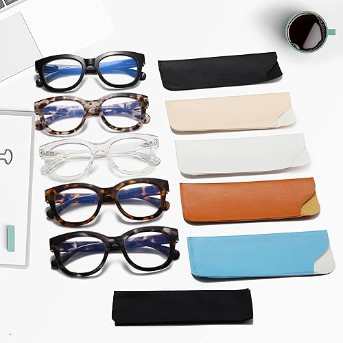 Miniatura 8 de Paquete de 5 lentes de lectura de moda para mujer, bloqueo de luz azul, lectores de gran tamaño, bisagra de resorte, lectores de computadora, moda,