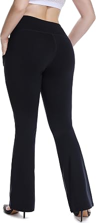 YOHOYOHA Plus Size Dress Yoga Pants High Waisted Stretch Bootcut Flared Leg Pants for Workout Work