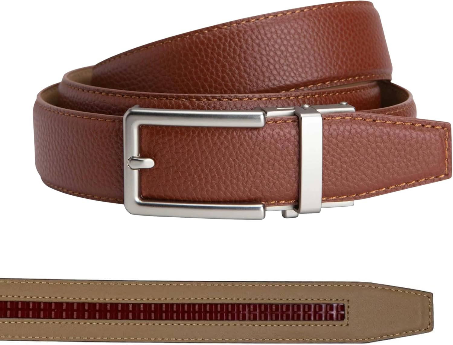 Nexbelt Men's Vegan Leather Ratchet Belt – Adjustable No-Hole Belt for Golf, Casual, and Dress – Cut-to-Size, 1 3/8" Wide