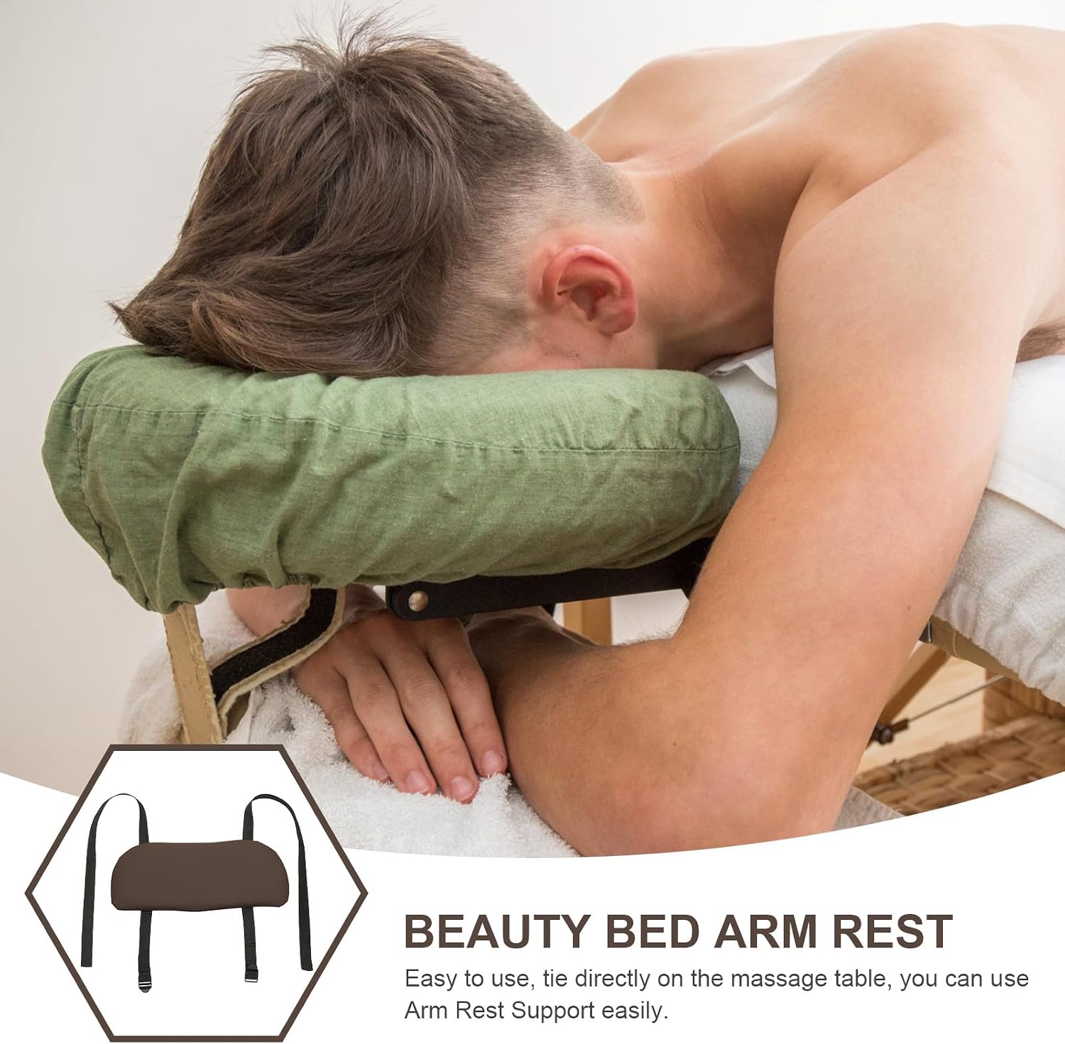 Universal Armrest Support for Massage Table, Brown Massage Bed Armrest Rack Accessory, Hanging Shelf for Beauty and Spa Salon Use