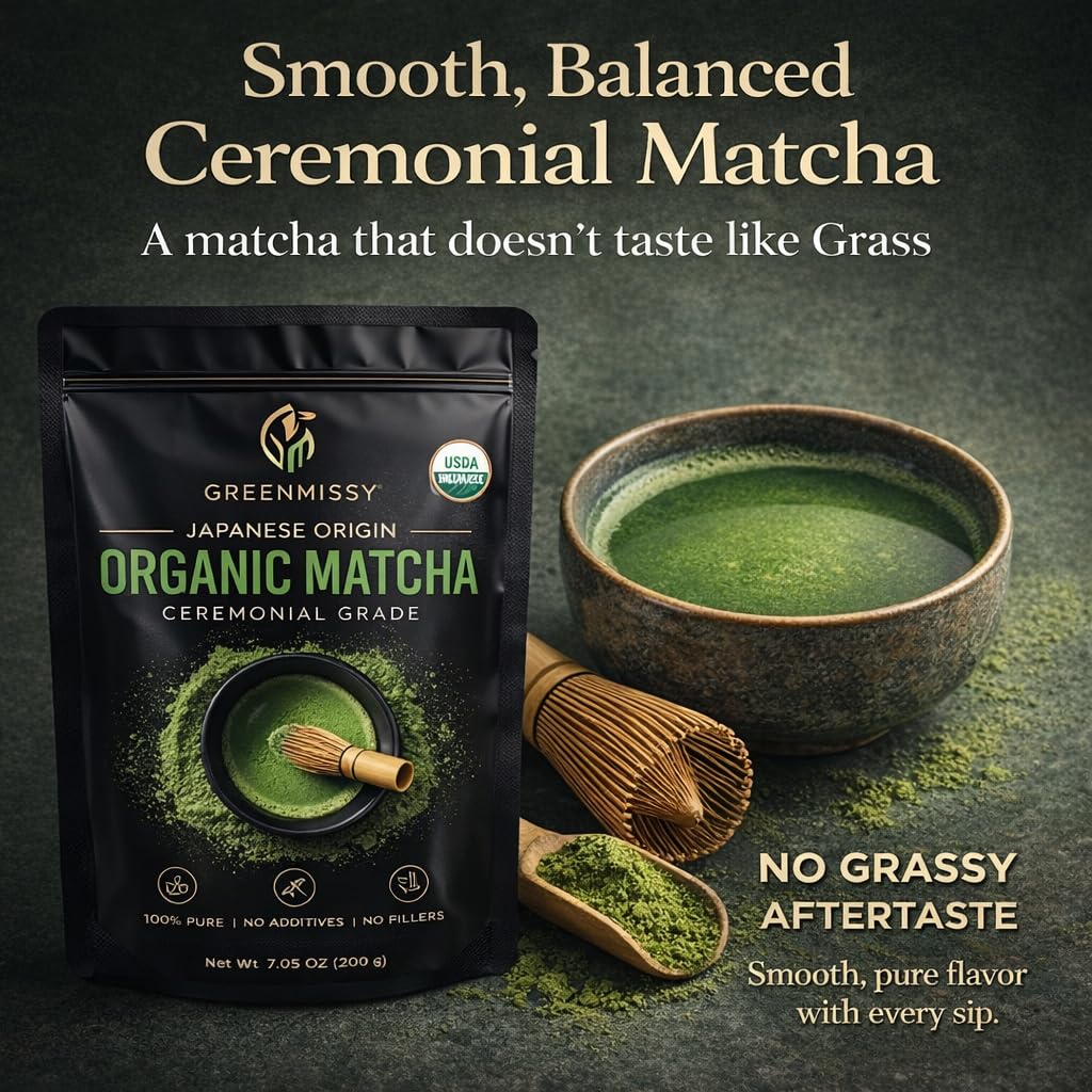 GreenMissy Organic Matcha Powder 7.05 OZ (200 g) – Premium Ceremonial Grade, Authentic Japanese Matcha Green Tea, 100% Pure Matcha for Tea, Smoothies, Lattes & Baking – Kosher, Vegan