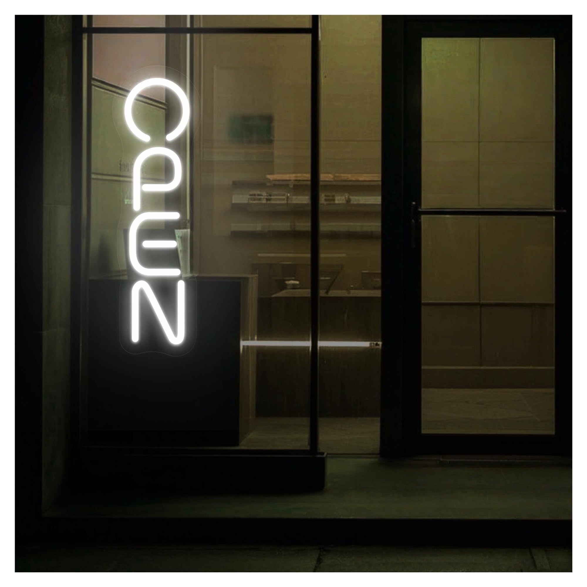 SHOUXI Sign Lamp Open Vertical Neon Sign, Suitable for Bar Shop Store Decor with Brightness Adjustable 30cm