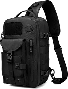 OZUKO Sling Bag for Men, Tactical Crossbody Chest Shoulder Backpack Daypack, Water-Resistant Travel Hiking EDC Casual Bag