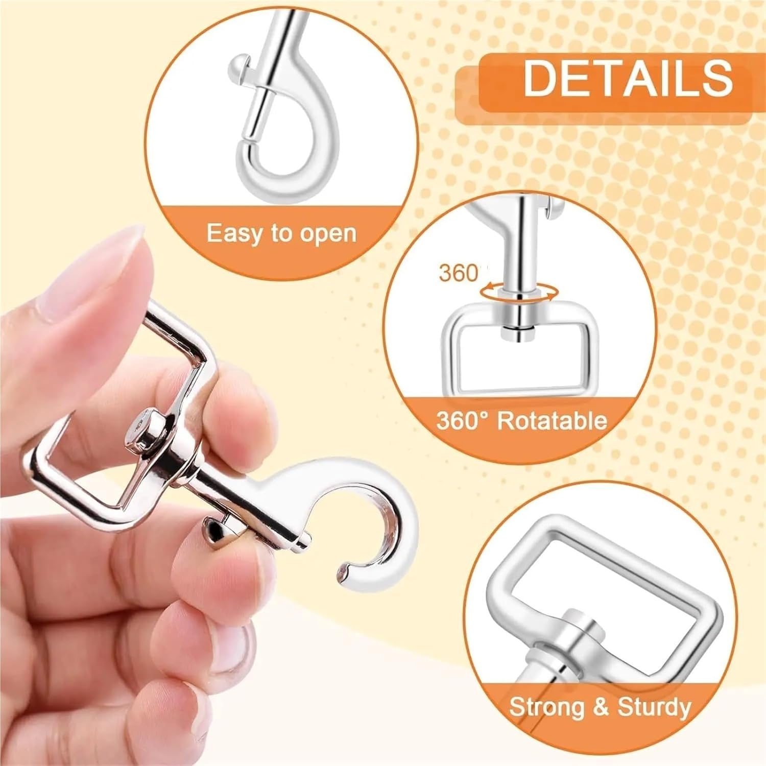 Spring Snap Hook 4PCS 316 Stainless Steel Swivel Snap Hooks Swivel Bolt Snap Leash Spring Hook Buckle Clips Hardware for Straps Dog Collar Harness(73mm)