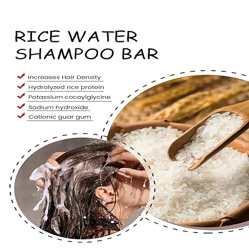 Miniatura 5 de Rice Water - Barra de champú 2 en 1 para el crecimiento del cabello para mujeres y hombres, sin sulfato, todo tipo de cabello