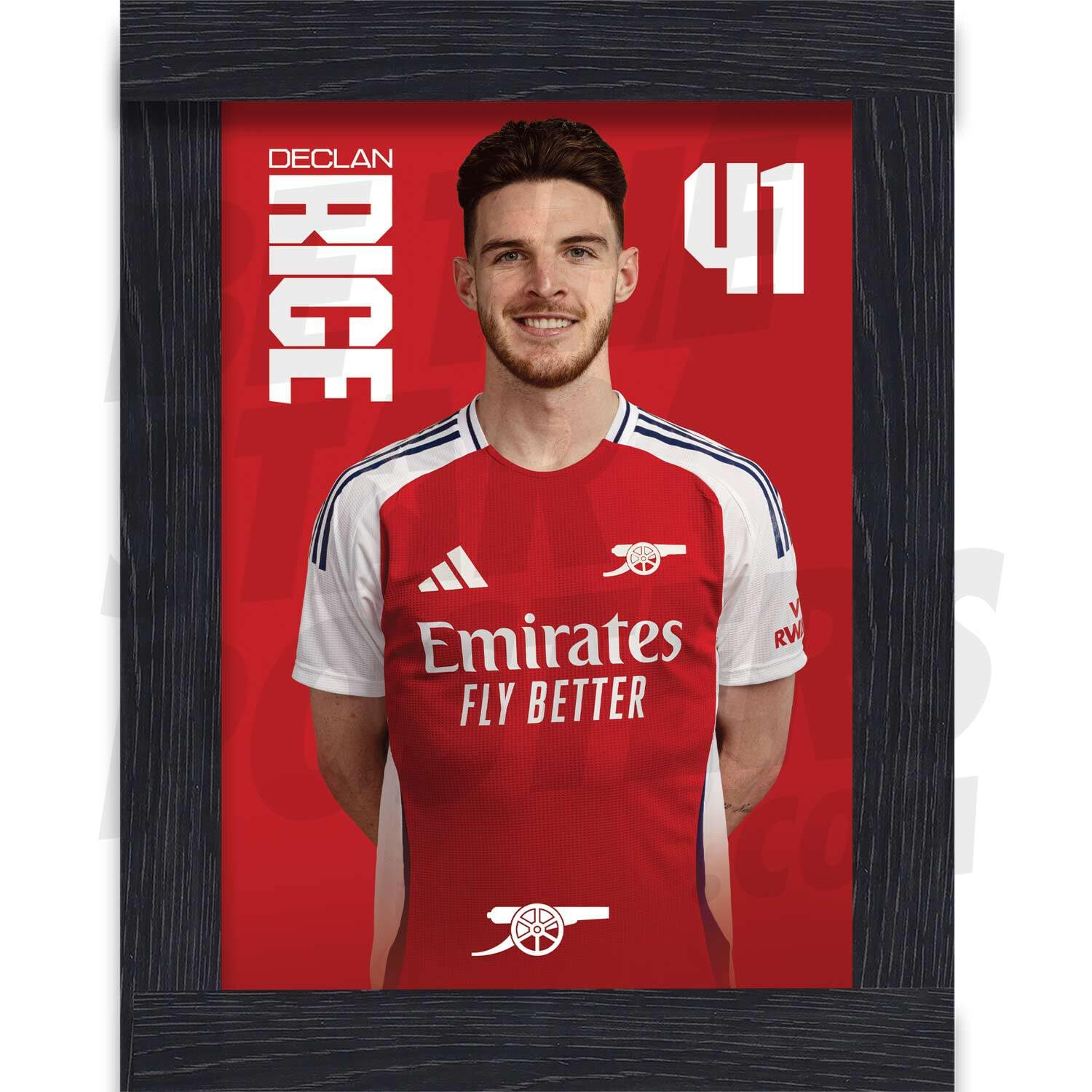 Arsenal FC Rice 24/25 Headshot Poster Framed A4 - Official Rice Poster - Perfect Arsenal Gifts for Boys & girls - Football Wall Art - Premier League Posters & Arsenals Gift Idea