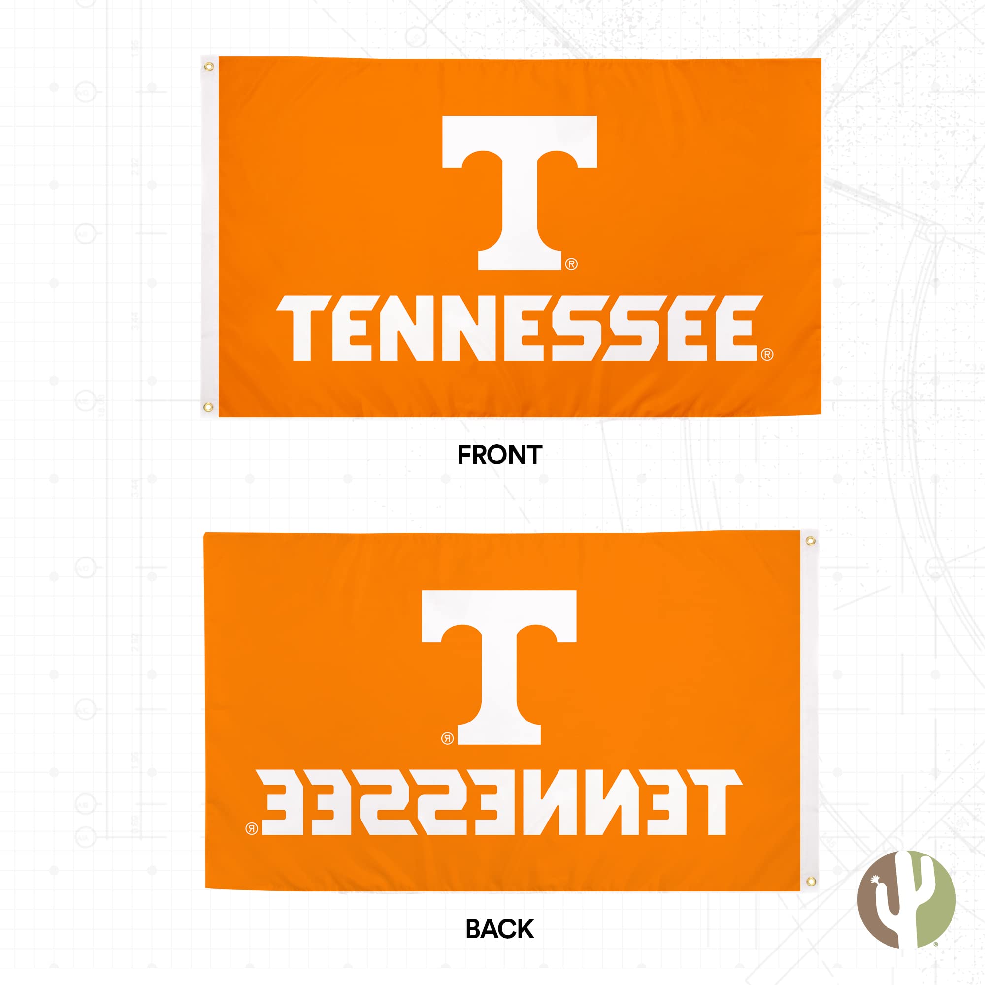 Desert Cactus University of Tennessee UT Flag - 3 x 5 Feet Volunteers Banner, Indoor/Outdoor Durable Fabric, 100% Polyester Design (Style 2)