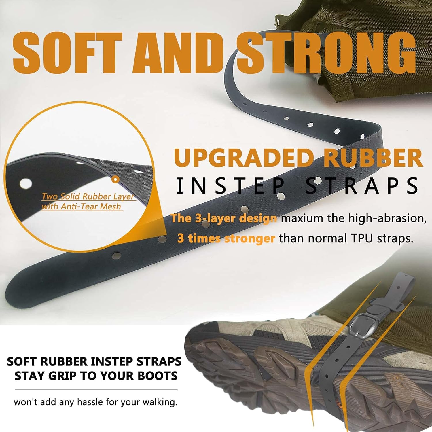 Frelaxy Leg Gaiters【2022 New Version】 Ultra HIGH-Performance Hunting Gaiters, 100% Waterproof Hiking Gaiters with Upgraded Rubber Foot Strap, Adjustable Snow Boot Gaiters for Skiing Motorcycle : Sports & Outdoors