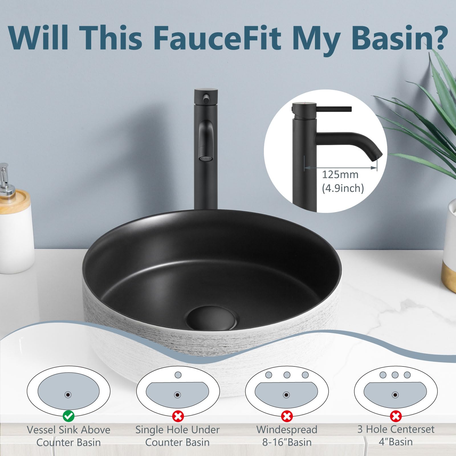 Snapklik.com : Aolemi Matte Black Vessel Sink Faucet Bathroom Faucet
