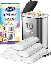 Teivio 10 Liter Small Bin Bags 100 Counts Pedal Bin Liners Thick Plastic Waste Bags for Bathroom, Kitchen, Office, Fit 7.5-10L Rubbish Bin, Clear