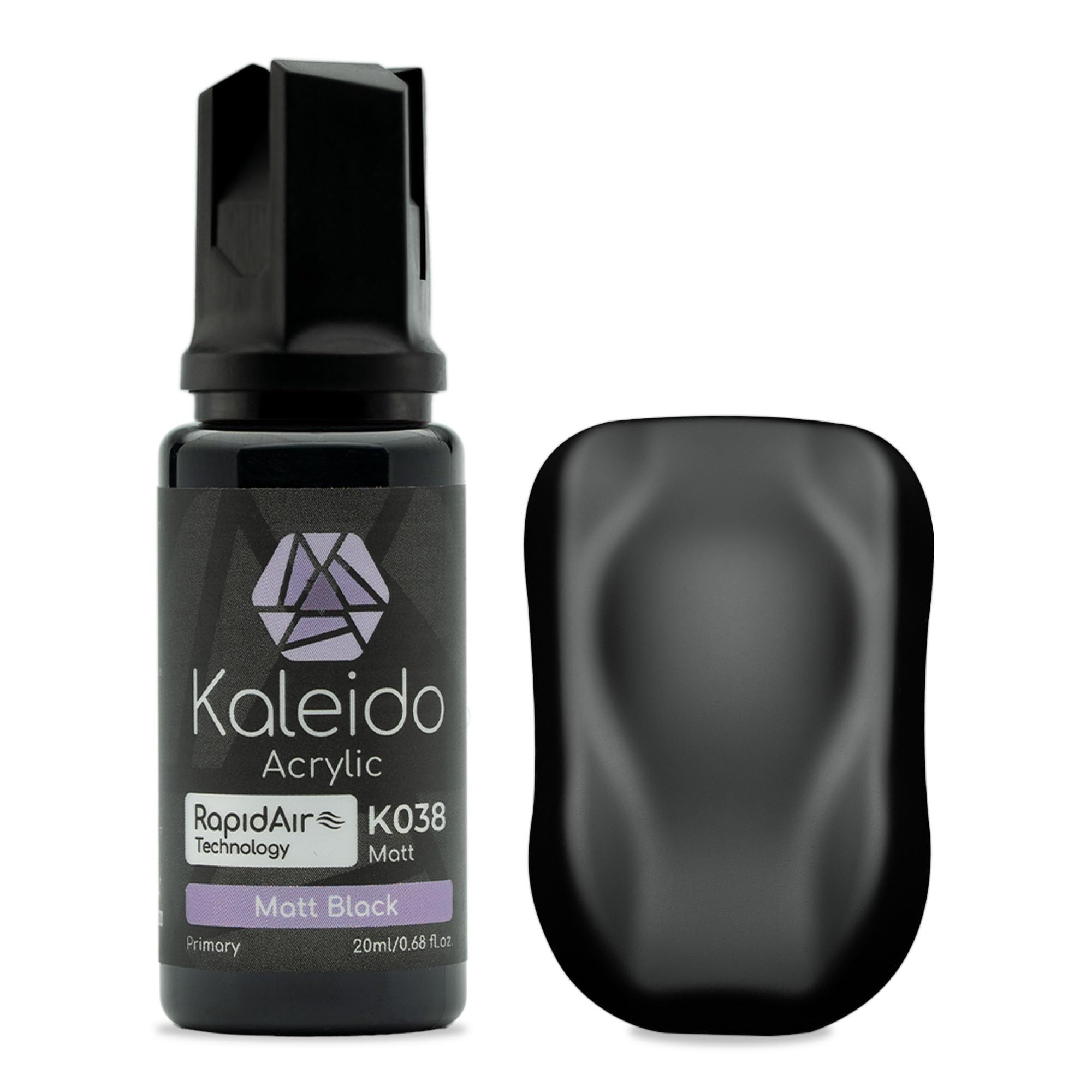 Gaahleri Kaleido Primary Colors 20ml K038 Matt Black, Water-Based Acrylic, Airbrush Paint for Scale Models, Gundam, Mecha, Miniature, Figures, Car & Sci-Fi Kits, Pre-Thinned, Matt Colors, Fast-Drying