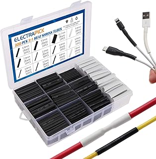 electrapick Schrumpfschlauch Set 300stk Kabel Reparaturset mit Kleber Schrumpfverhältnis 3:1, Doppelwandig Selbstklebend G...