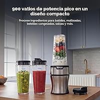 Vista 2 de Ninja BN301 Nutri-Blender Plus - Licuadora personal compacta, motor de 900 vatios de pico, para bebidas congeladas, licuados, salsas y más, (3)
