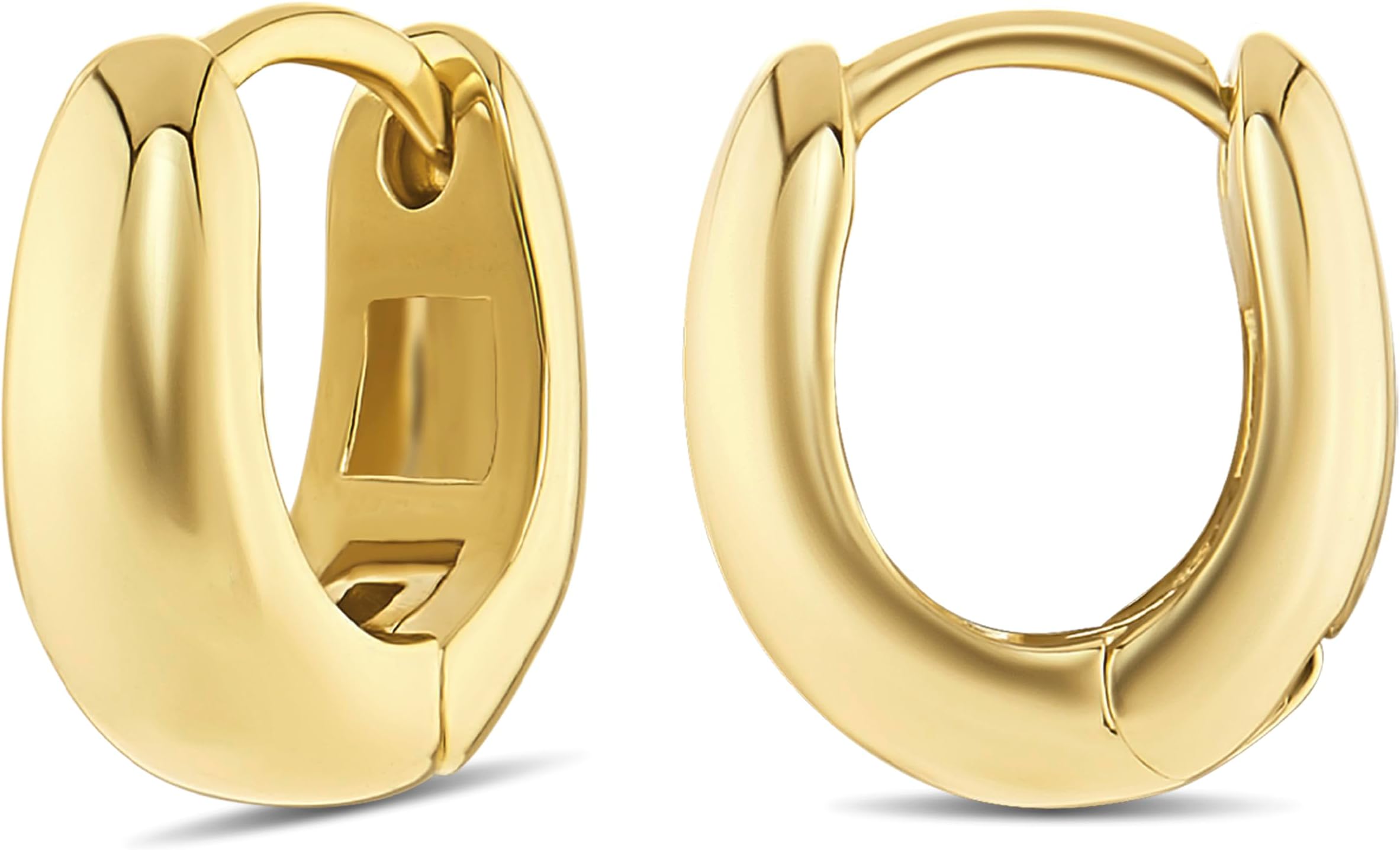Huggie Hoop Earrings for Women – 14K Gold, Rose Gold, or Silver Plated Small Hoops & Multipacks – Lightweight, Hypoallergenic, Everyday Jewelry