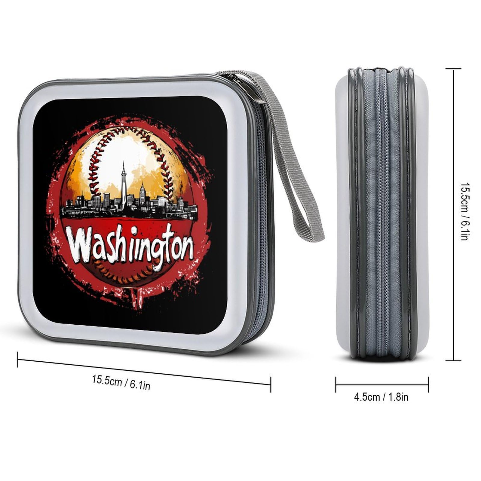 Baseball Fans Washington CD Case Portable DVD Holder Storage Organizer for Home Travel
