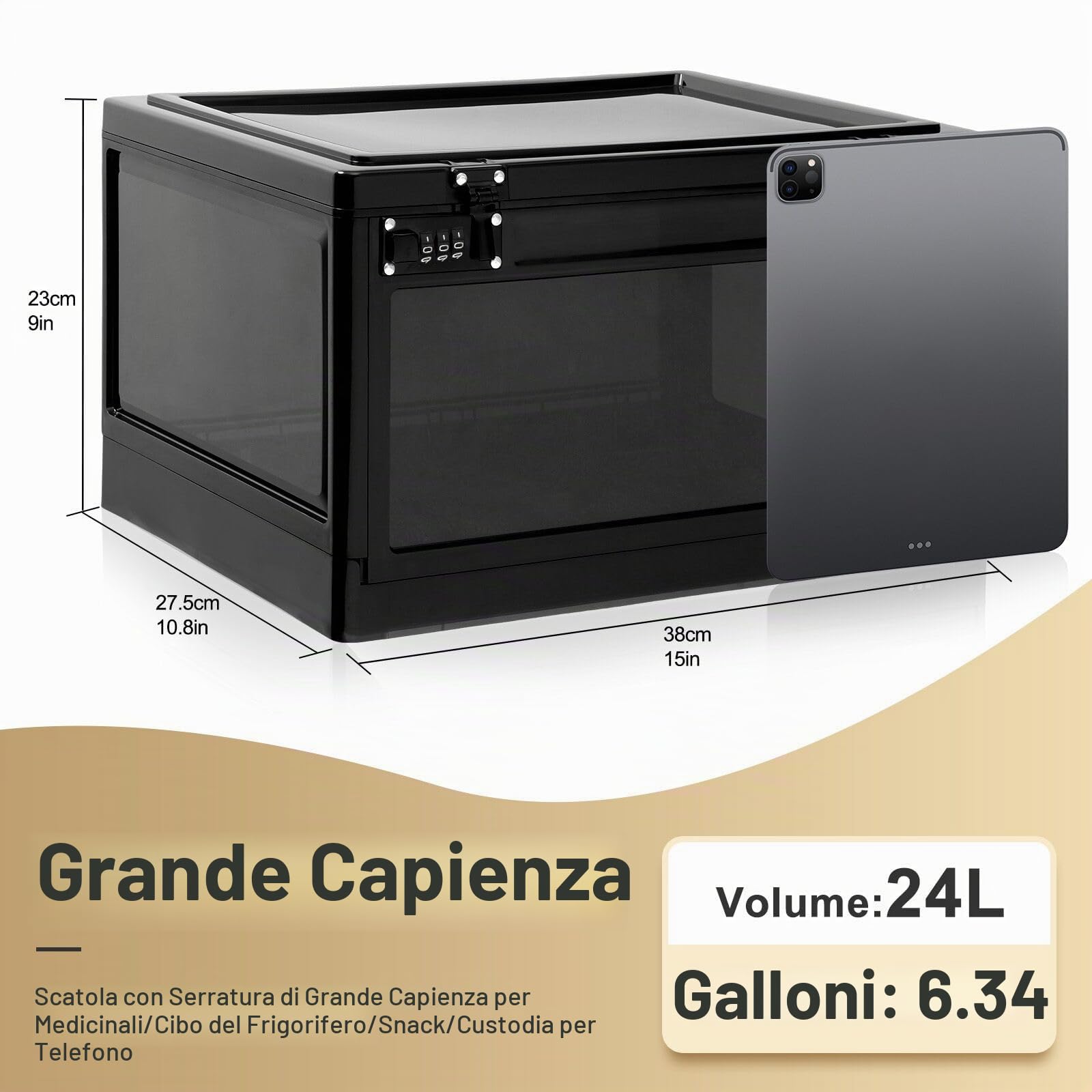 Grande armadietto per oggetti personali, scatola di immagazzinaggio con serratura con combinazione per armadietto da ufficio/scuola/medicina/snack/prigione telefonica/elettronica/casa