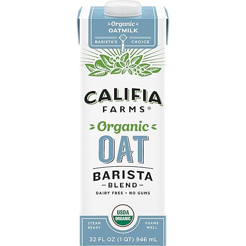 Califia Farms Mezcla orgánica de avena barista 32 onzas estable Leche sin lácteos, a base de plantas, vegano, sin OMG, crema