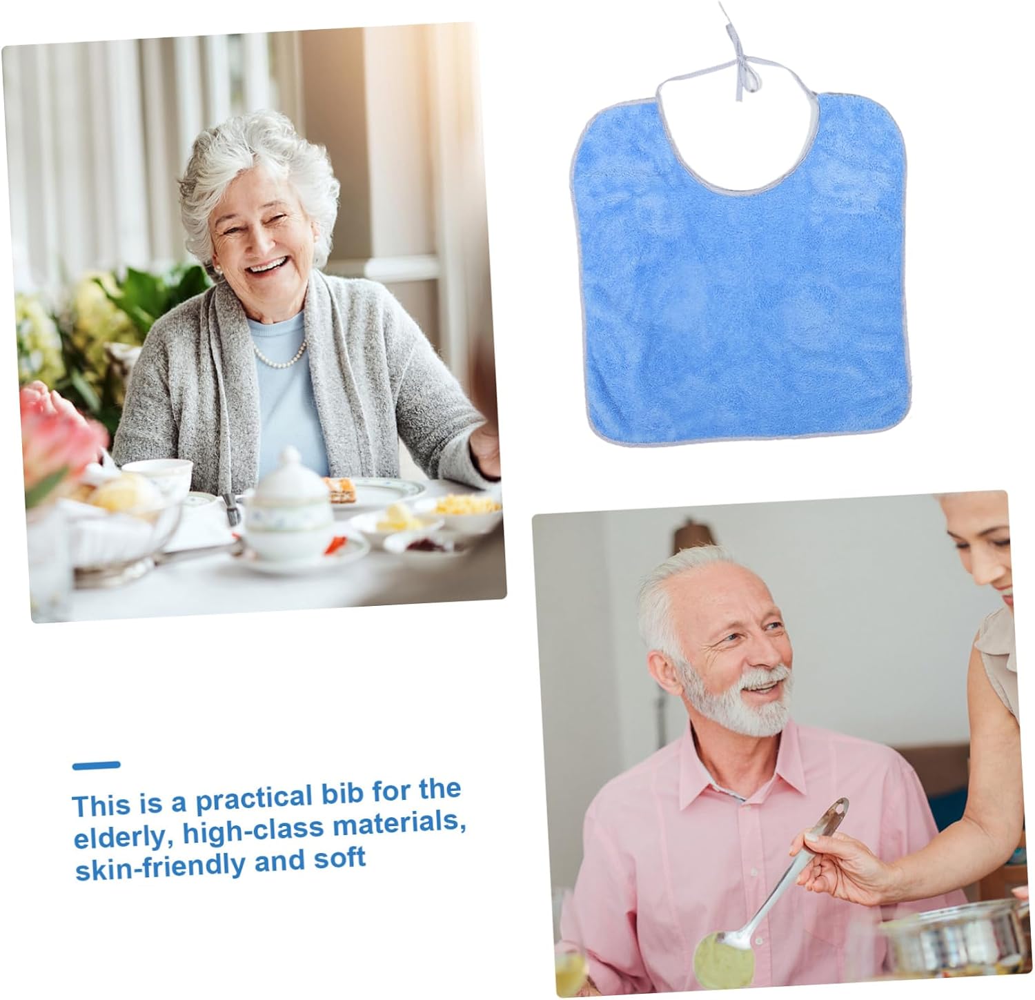 Gatuida 3pcs Washable Adult Bibs for Seniors Dining for Elderly and Disabled Patients Lightweight and Easy to Use for Caregivers and Nursing Homes