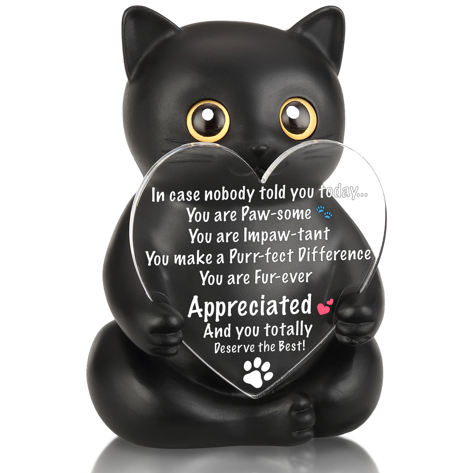 FOUGSTA Appreciation Gift for Cat Lovers, Encouraging Gift for Cat Lovers, Uplifting Present for Women, Motivational Decor for Office, Affirmation Kitty Figurine, XXS22