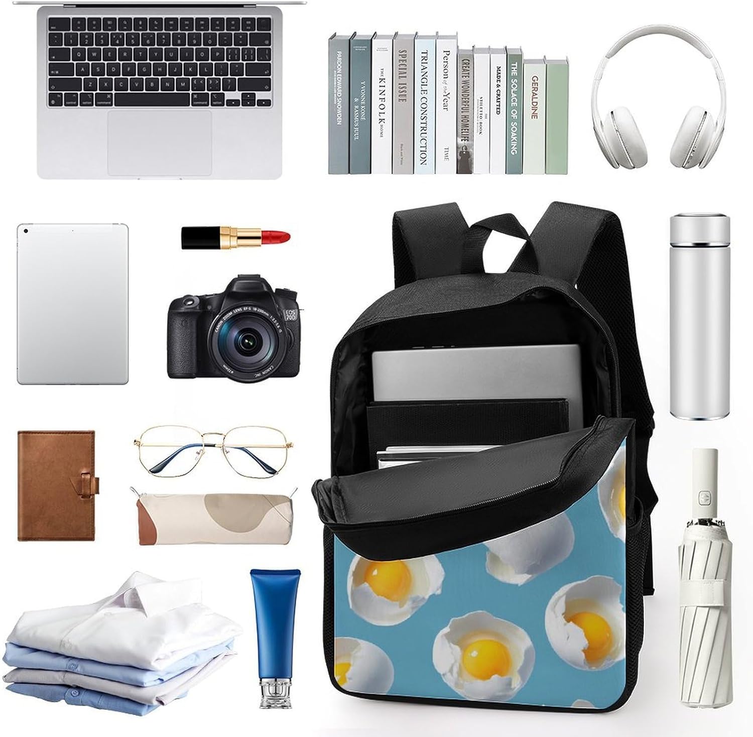 Eggs Eggshells Travel Backpack 17 Inch Casual Daypack Bag with Adjustable Shoulder Straps