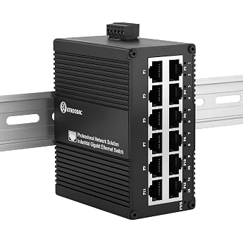 ATROODAC Industrial 12-Port Gigabit Ethernet Switch, 10/100/1000Mbit/s | Redundancy 9-56VDC, DIN rail &amp; wall mounting, 20Gbps