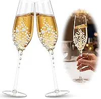 2 peças de taças de champanhe de casamento para noiva e noivo, taças de champanhe personalizadas para casais, noivados, noivados, aniversários, chás de panela, brindes de festa, conjuntos de presente