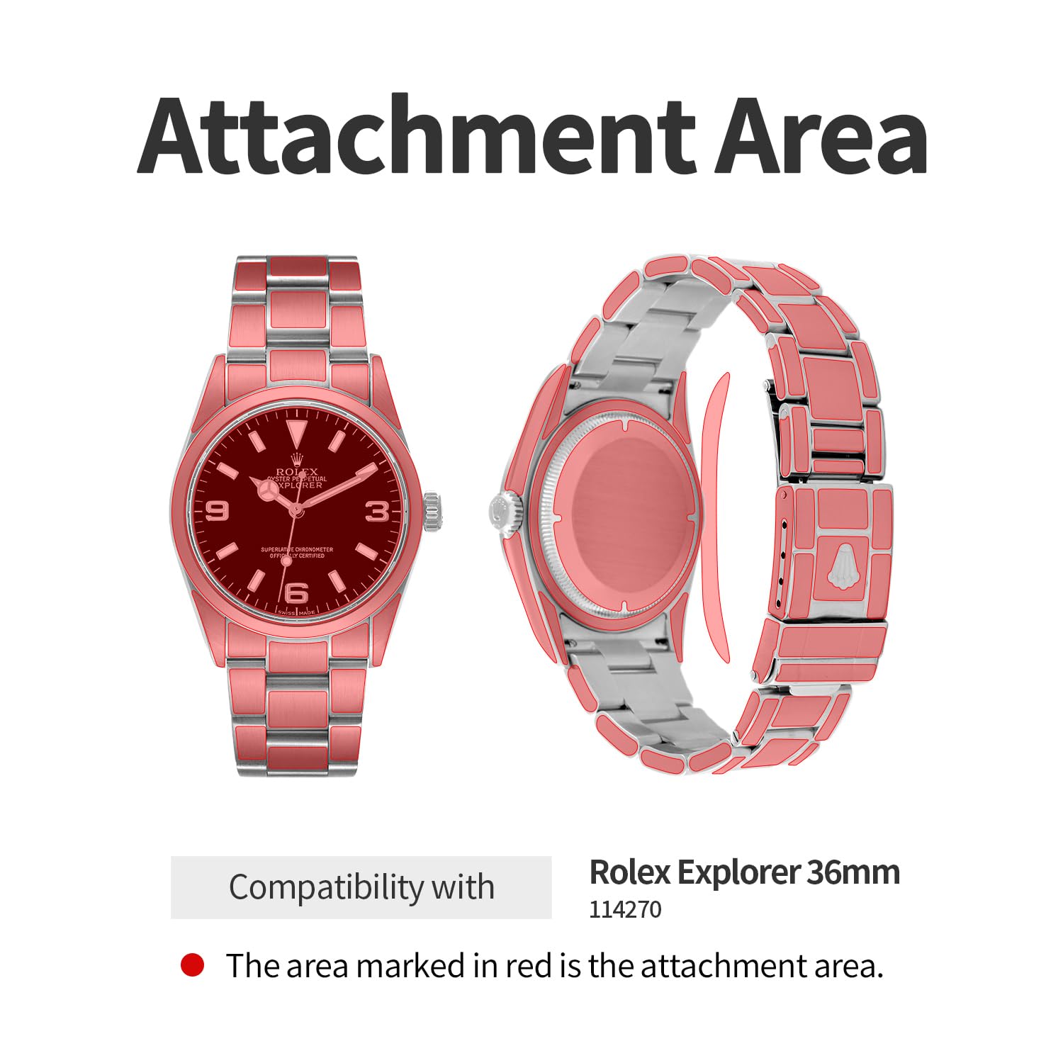 skoko [1Set Full Package Pellicola Protettiva Corpo Compatibile con Rolex Explorer 36mm Ref. 114270, Pelle Trasparente Lucida, Copertura Completa, Anti Scartch, Pezzi extra per aree difficili