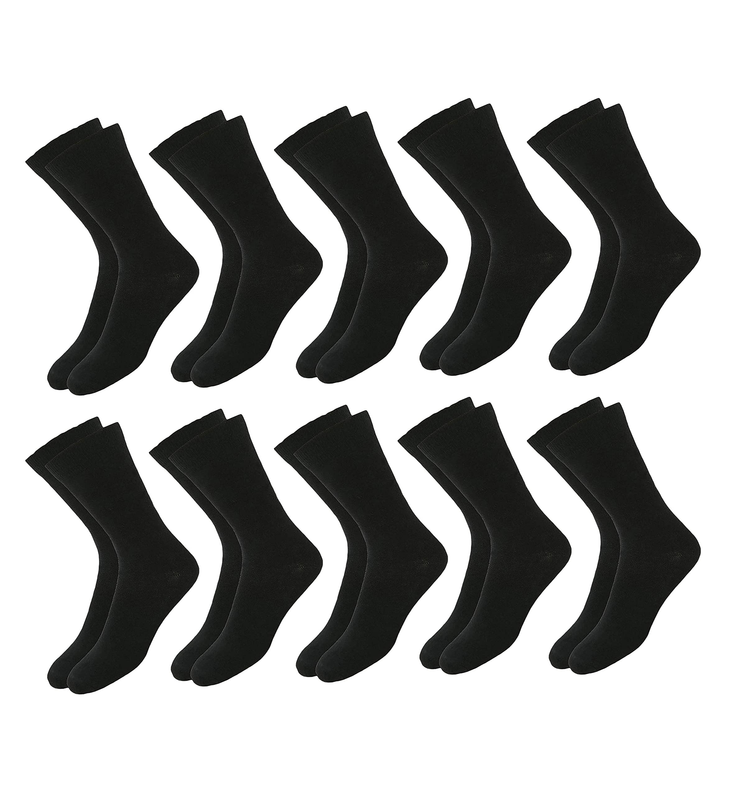 Cotson Calf Length, Full Length, High Length Pure Cotton Plain Solid Black Color Formal Socks For Men and Boys - Pack of 10 Pairs, Free Size-picture-22