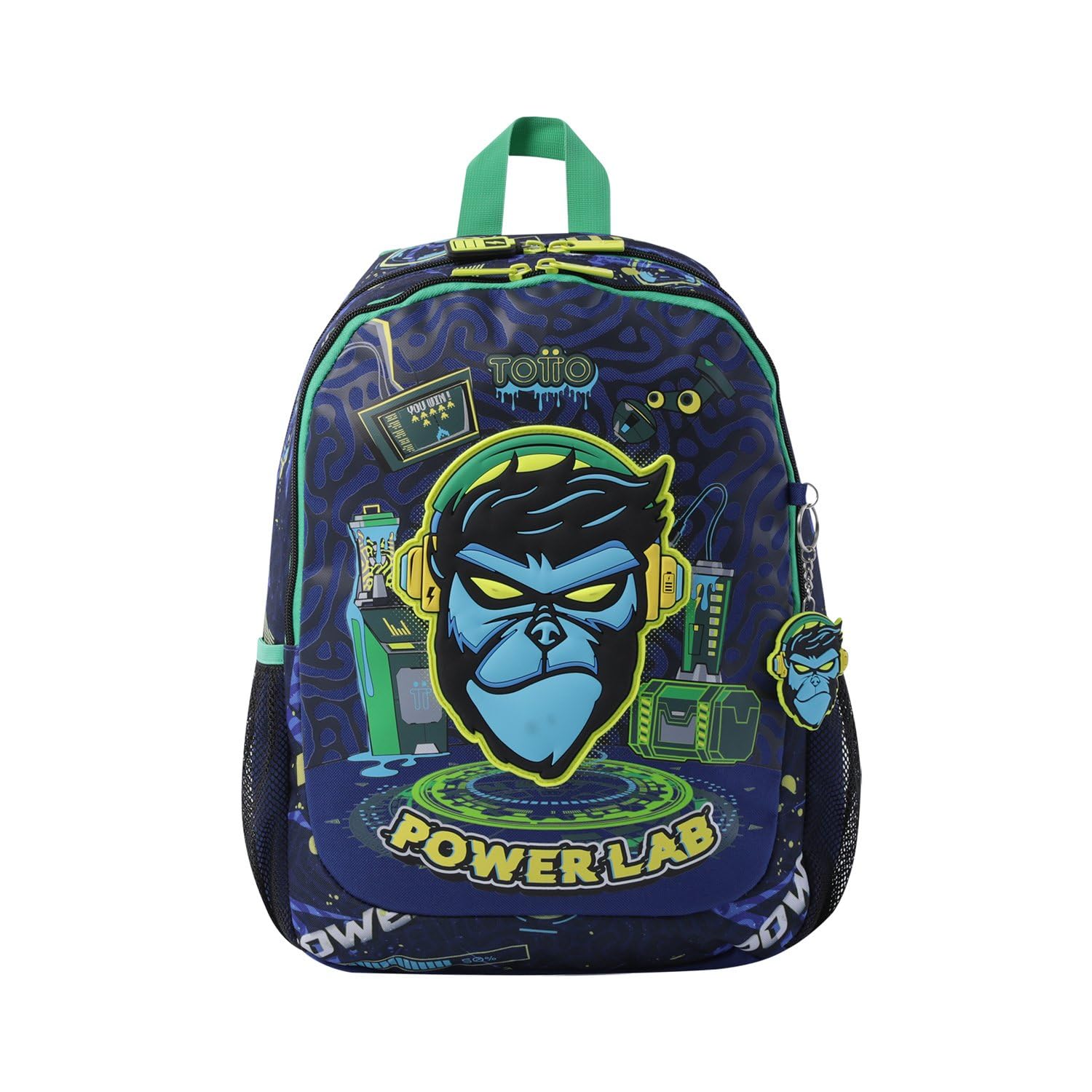 TOTTO Mochila Infantil, Modelo Kong Lab M, Mochila Mediana, Capacidad 12 L, 2 Compartimentos, 2 Bolsillos para Botella, Organizador Interno, Correas Acolchadas, Resistente y Duradera, Color Azul