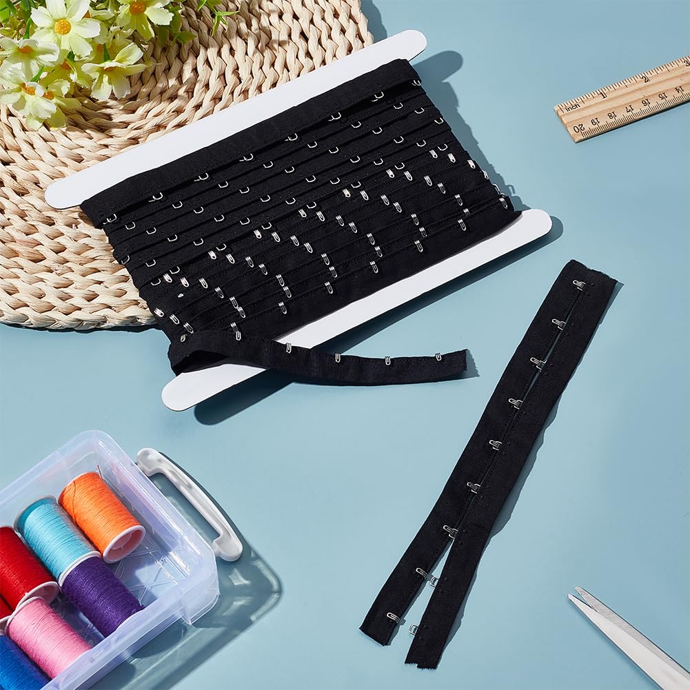 FINGERINSPIRE 3Yard/2.7m Pair Single Row Hook and Eye Tape Trim 28mm Wide Black Spacing Polyester Tape Ribbon with Hook and Eye Elastic Bra Band Tape Edge Trimming Ribbon for DIY Clothing Decorations - Image 4