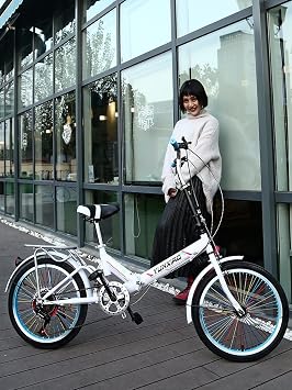 Adult Foldable Bike, Unisex Lightweight Folding Bike 20 Inch Displacement Leisure City Bike Folding Suitable Outdoors Riding Excursion E,20 in