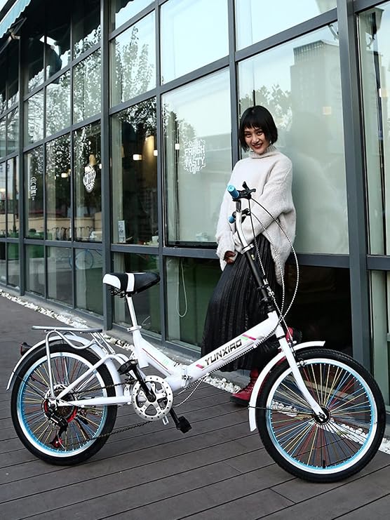 Adult Foldable Bike, Unisex Lightweight Folding Bike 20 Inch Displacement Leisure City Bike Folding Suitable Outdoors Riding Excursion E,20 in