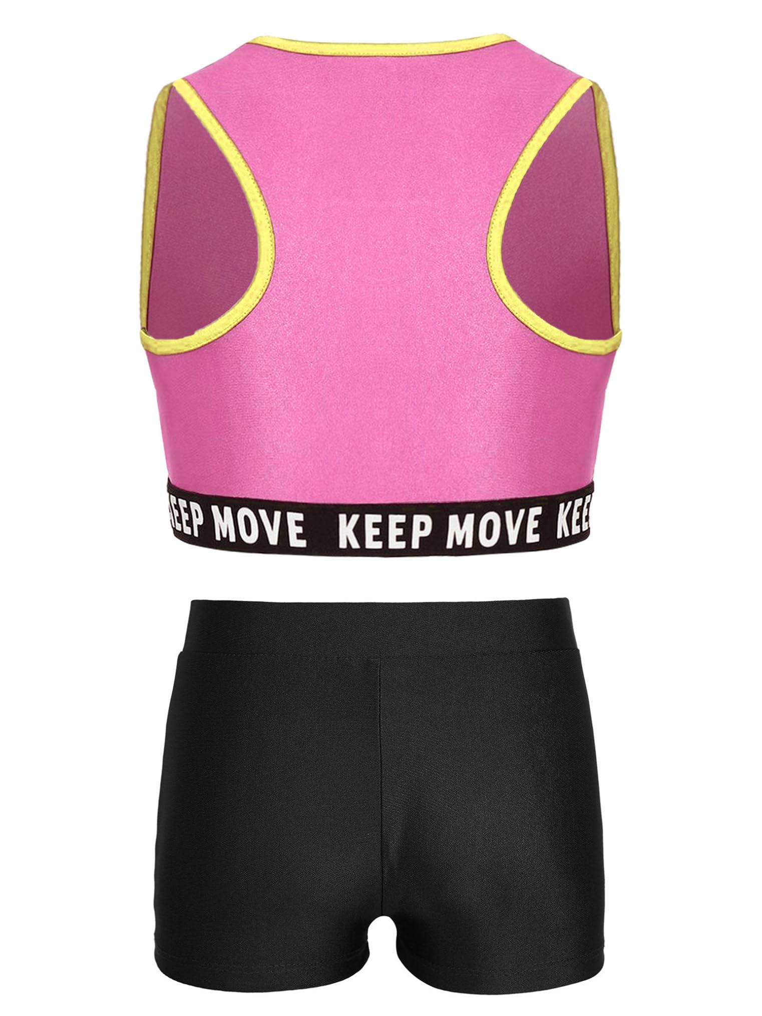 Choomomo Girls Two Pieces Swimwear Racer Back Tank Tops Swim Tops with Swim Shorts Set Bathing Suit Pink&Black 16 Years