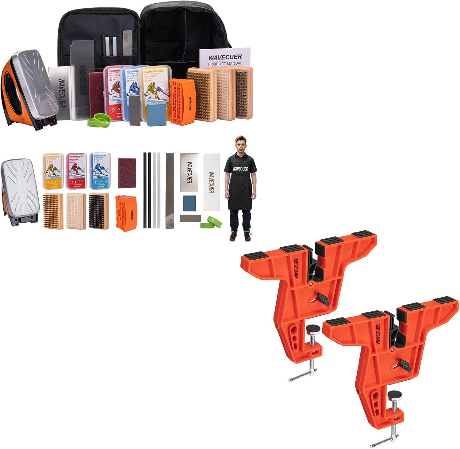 Ski Snowboard Wax Kit: Upgrade and 2-Piece Set Ski Snowboard Vise for Tuning