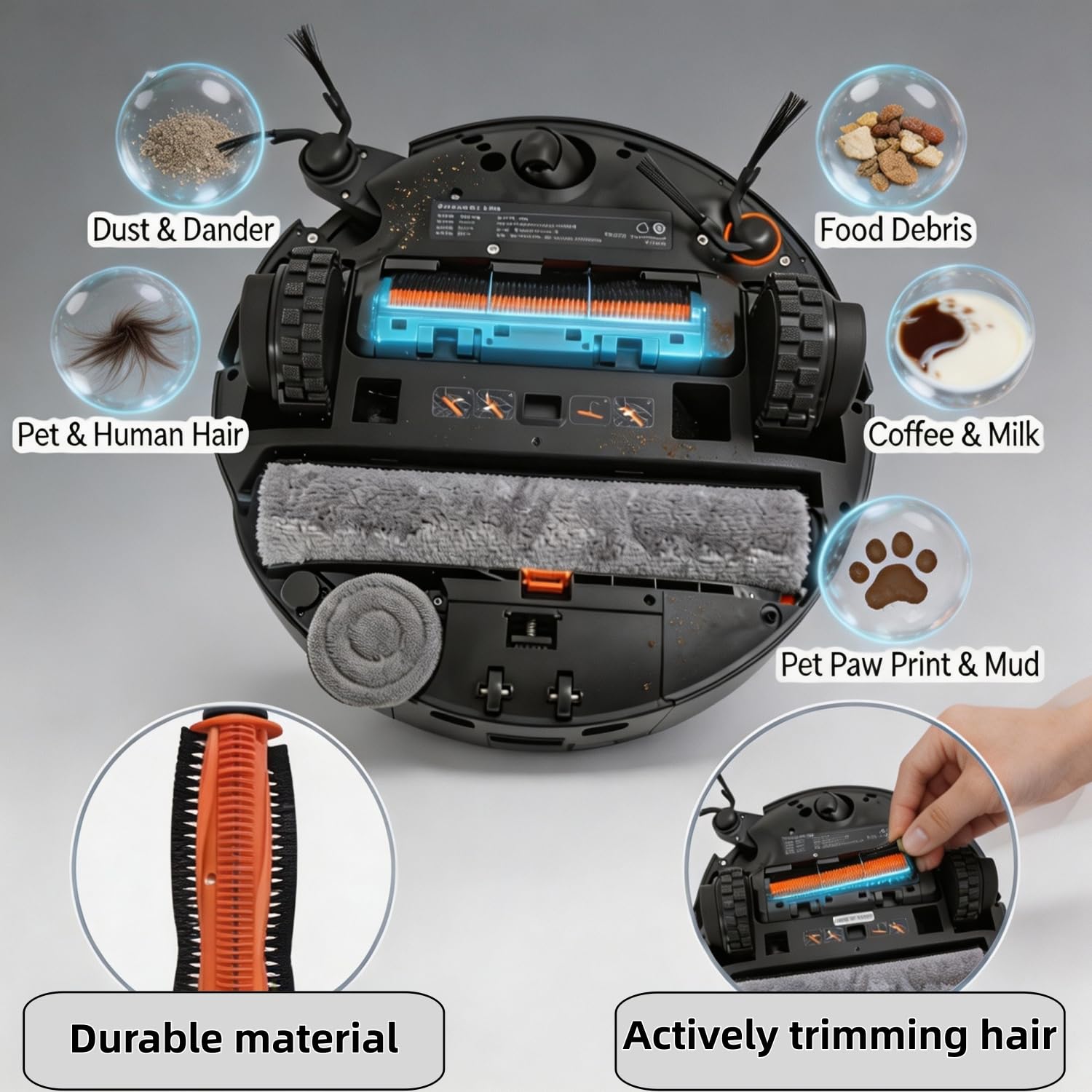 Kit de 18 accesorios para aspiradora robot Xiaomi 6 Max/6 Pro, piezas de repuesto que incluyen 1 cepillo principal, 1 mopa rodillo, 6 cepillos laterales, 4 filtros HEPA, 6 bolsas para el polvo