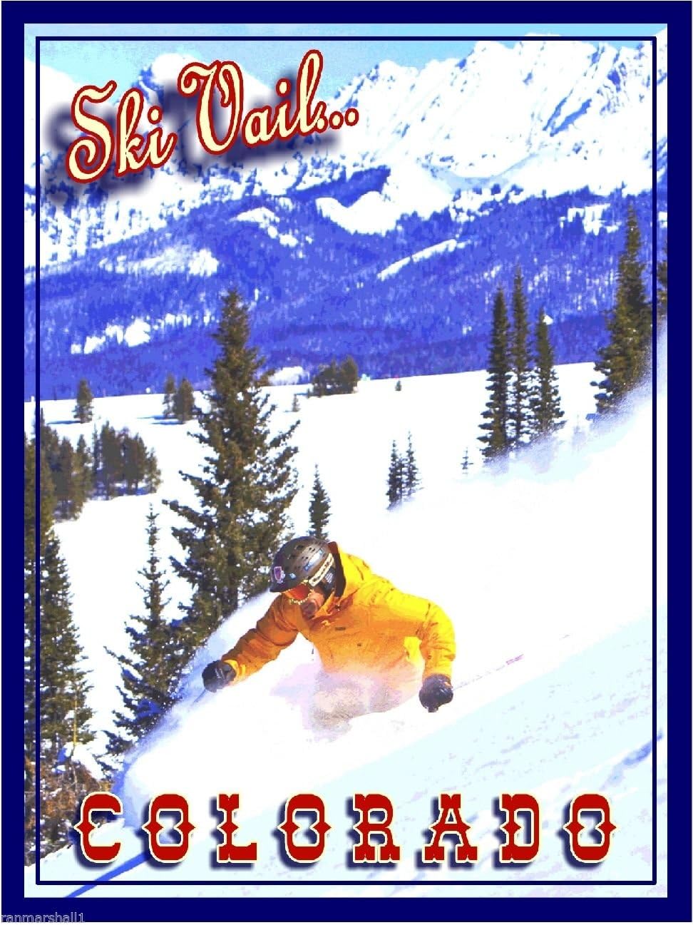 Magnet Ski Vail Colorado Winter United States America Travel Advertisement Art Magnet