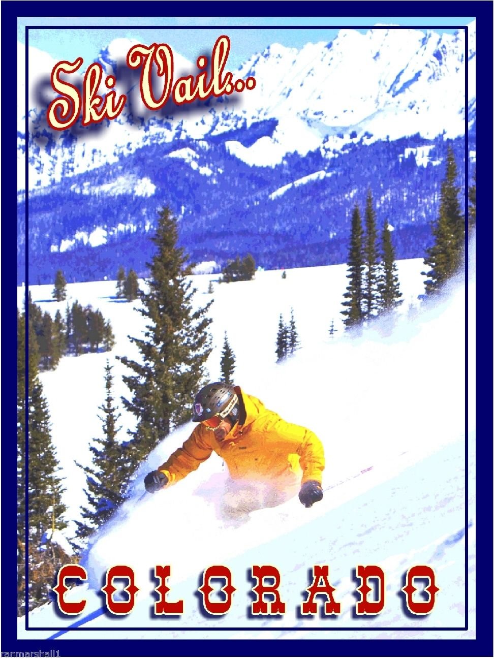 Magnet Ski Vail Colorado Winter United States America Travel Advertisement Art Magnet